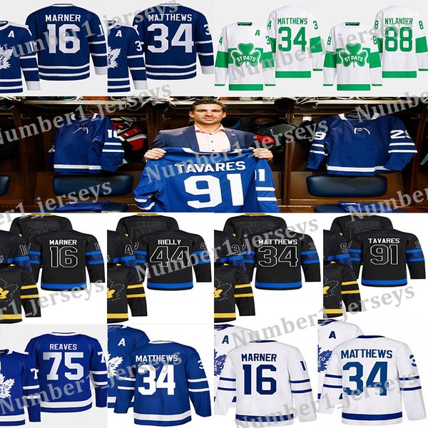 #34 Auston Matthews Reverse Retro hockey jersey #16 Mitchell Marner William Nylander Ryan Reaves Gilmour Morgan Rielly Max Domi Tyler Bertuz