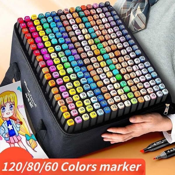 12pcsWatercolor Pens 12-120pcs Alcohol Based Art Set for Adult Kids Dual Tip Coloring Drawing Sketching Permanent Brush s Artists Marker P23