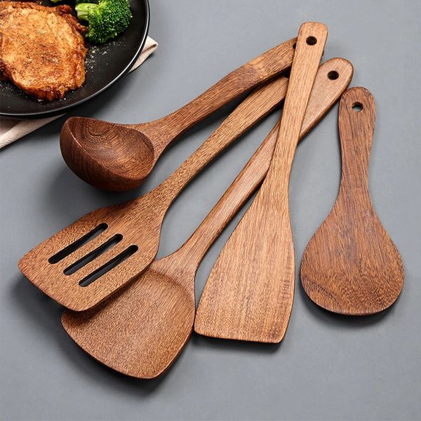 Non stick wooden Turner spatula rice spoon cooking bread maker Utensils dinner food weaving long handled shovel Japanese kitchen tools 24111