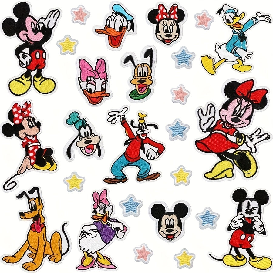TEMU 26pcs Star Mouse & Iron-on Patches - Vibrant Embroidered Appliques For Clothing, Bags, Hats | Diy Crafts & Gifts, Festive Accessories|