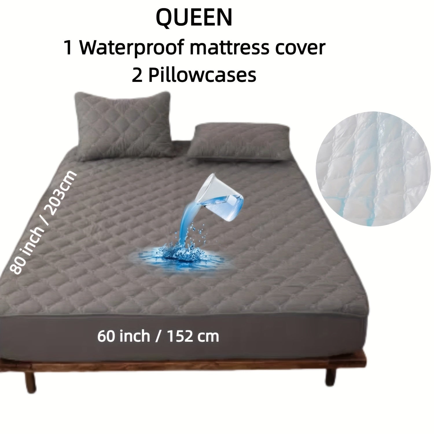 TEMU Cosybay 3pcs Mattress Cover With Pillowcases-solid Color Textured Fitted Sheet Set 15"deep Pocket-halloween Fitted Sheet Queen Size, Apartment