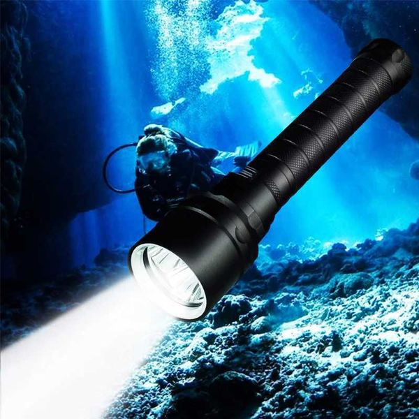 E2 Diving Flashlight Safety Dive Light Torch T6 Underwater Scuba Flashlights 100M for Under Water Sports Outdoor Cycling Fishing Z241204