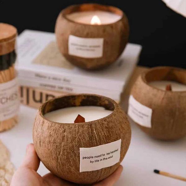 Candles Coconut Shell Aromatherapy Candle Cup with Soybean Wax DIY Creative Restaurant Container Home Decoration Nordic Simplicity S247105