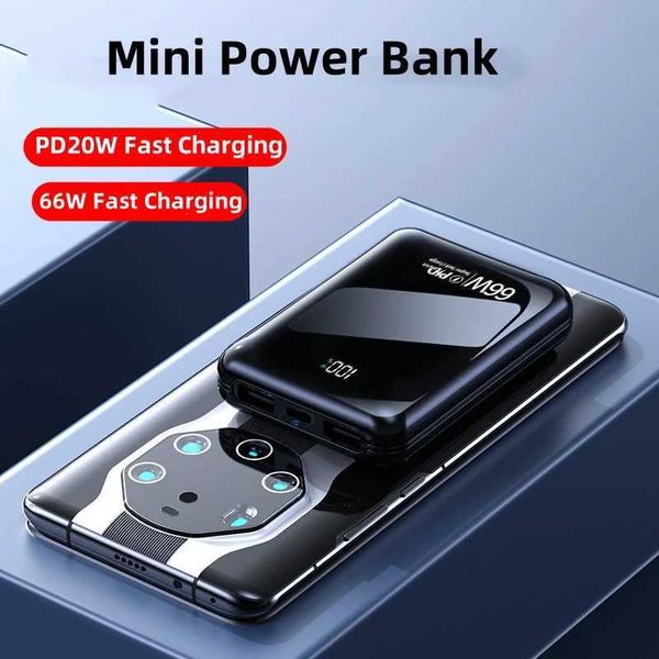 New Arrival Mini power pack with dual USB ports 66W fast charging 20000mAh equipped with mirrored Sn power pack suitable for iPhone 15 backu