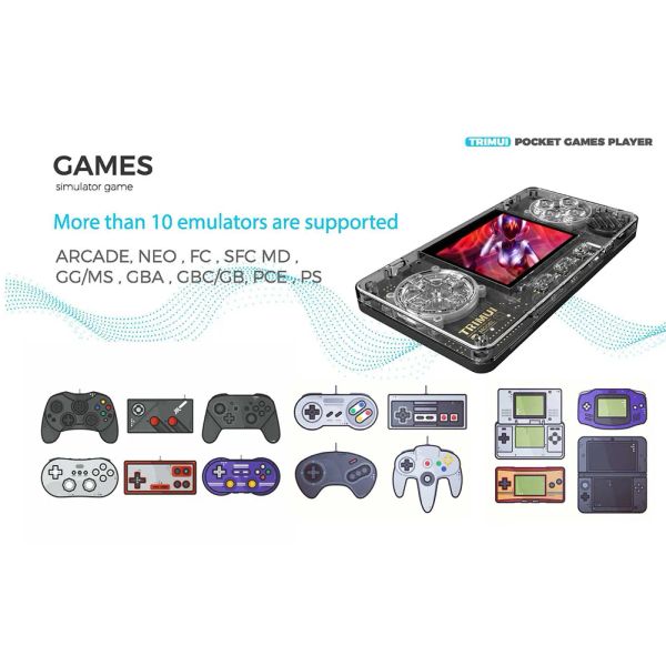 2.0Inch IPS LCD Handheld Game Console Built-in 20000+ Game Pocketable Gaming Consoles with 64g Memory Card for Trimui Model S