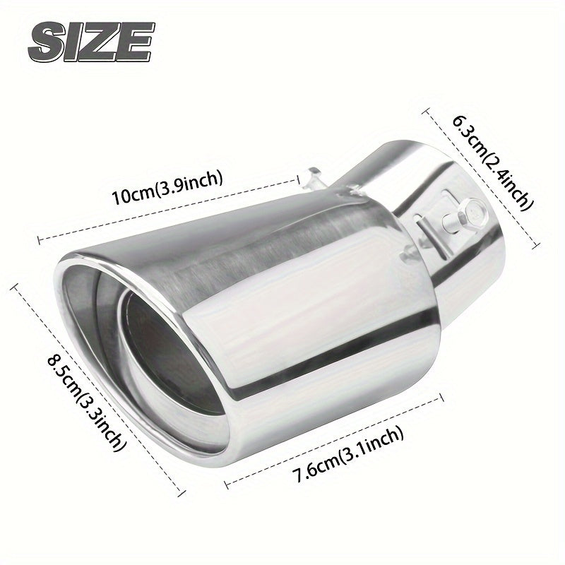 TEMU -purpose Chrome-plated Stainless Steel Rear Exhaust Pipe Rear Pointed Round Accessories Curved Port Design High-end Fashion Rear Throat