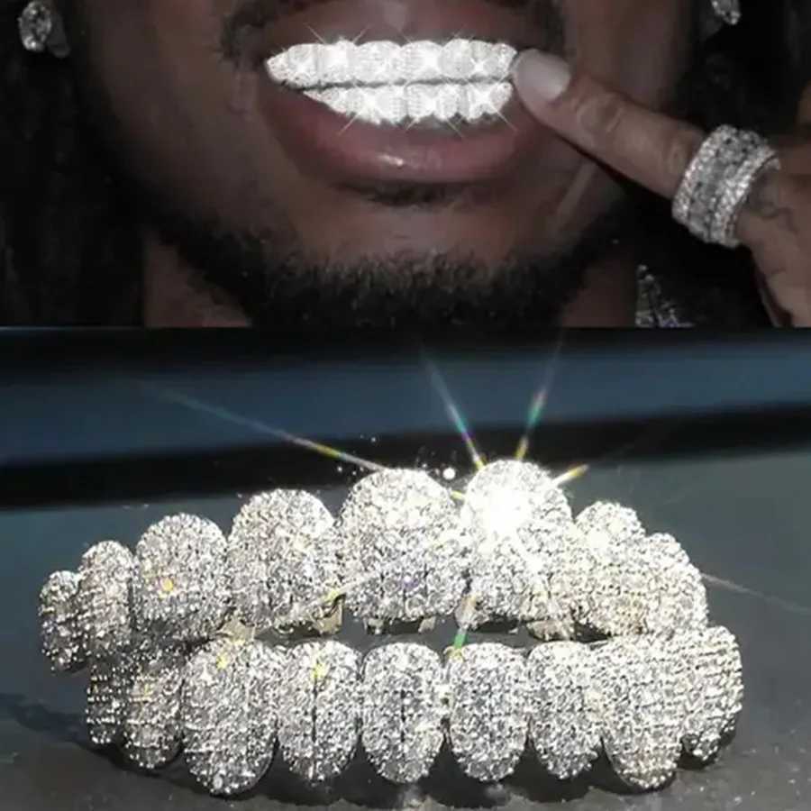Big Shinning Bling d Out Teeth Grillz Hip Hop Top and Bottom Grills Dental Mouthpunk Teeth Cs Cosplay Party TG134XJ250322