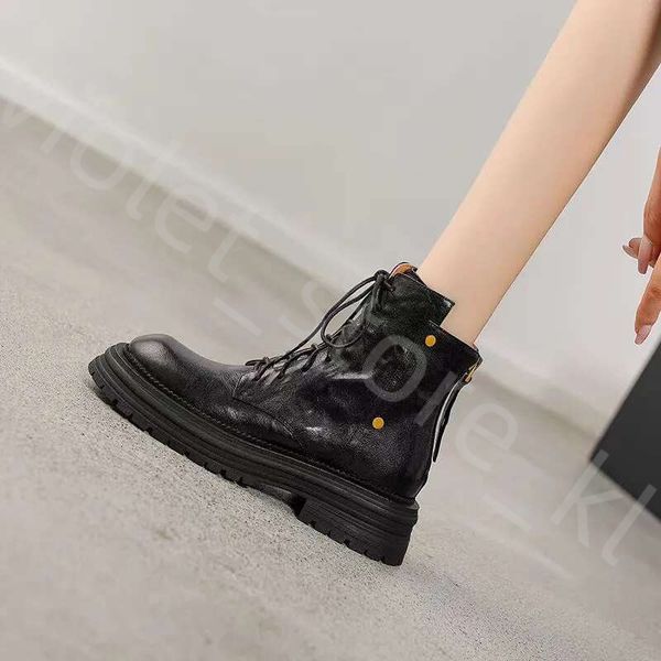 Women Boots Fashion Thick Sole Short Boots New Round Toe British Style Simple Designer Shoes Versatile Triple Black Brown Free Shipping 910