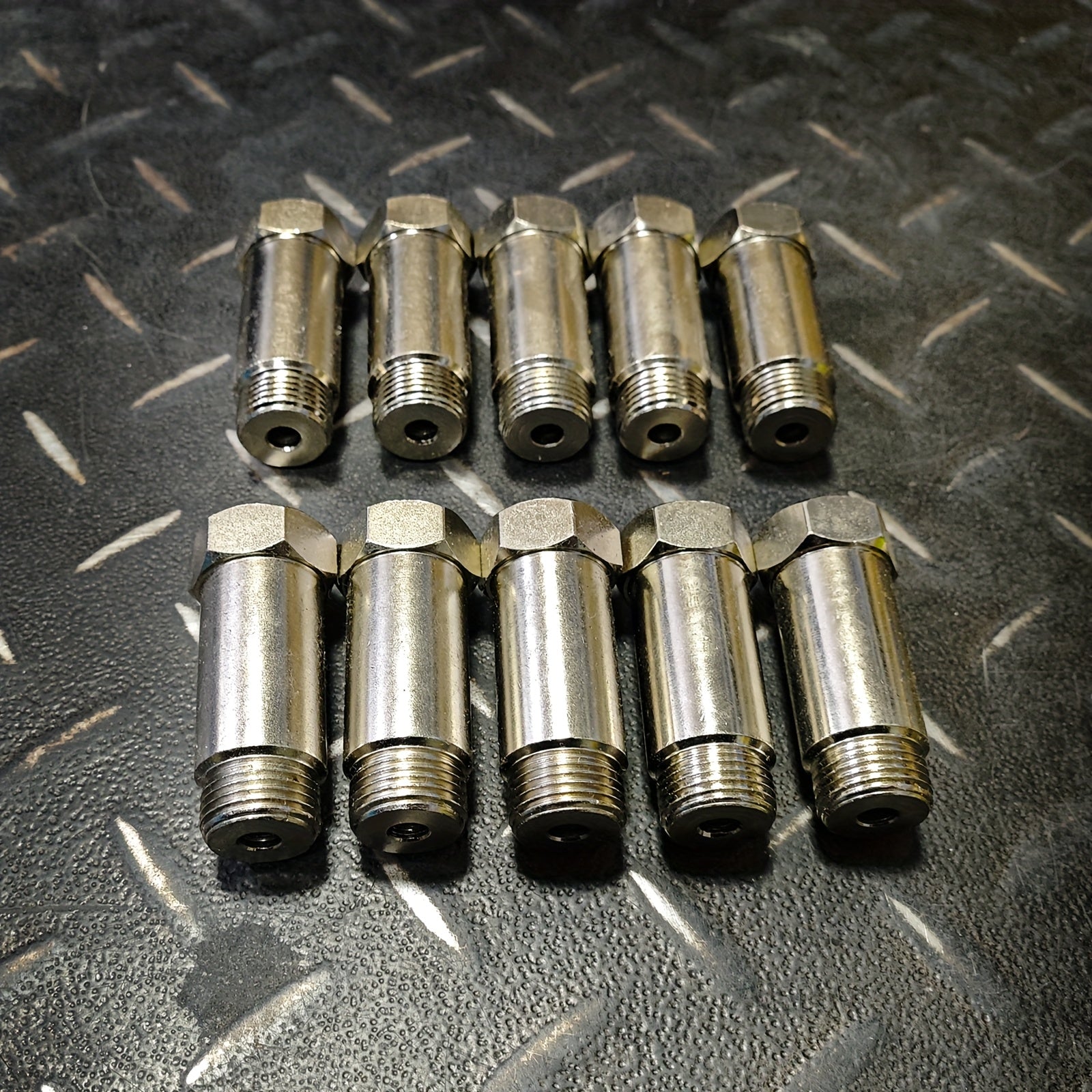 TEMU 10pcs Nickel Coated Steel Exhaust Manifold Adapters, M18x1.5 Thread, 2.16in Length - Rust Resistant, For Automotive Use