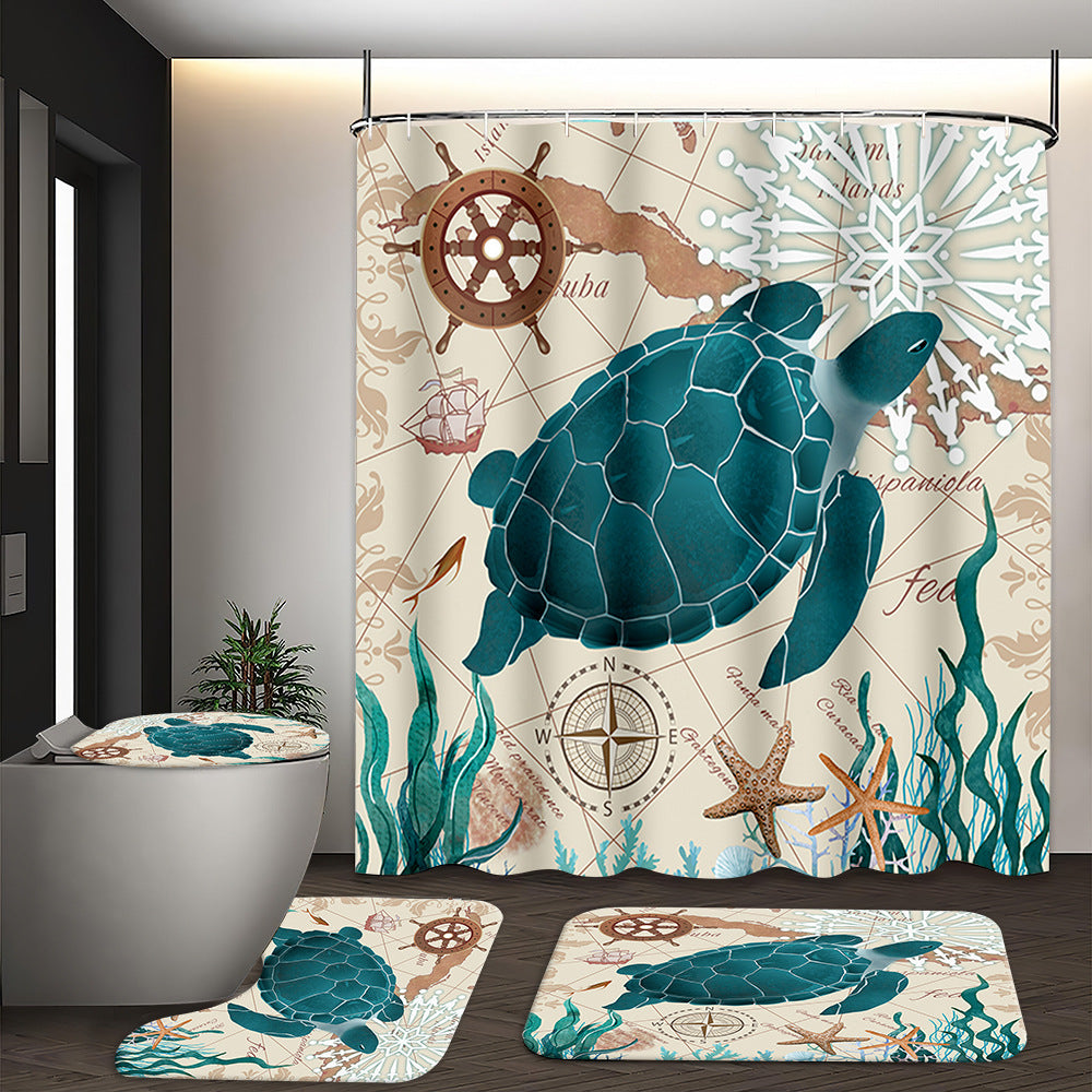YL-37540 waterproof polyester digital printed marble pattern shower curtain bathroom double layer shower curtain