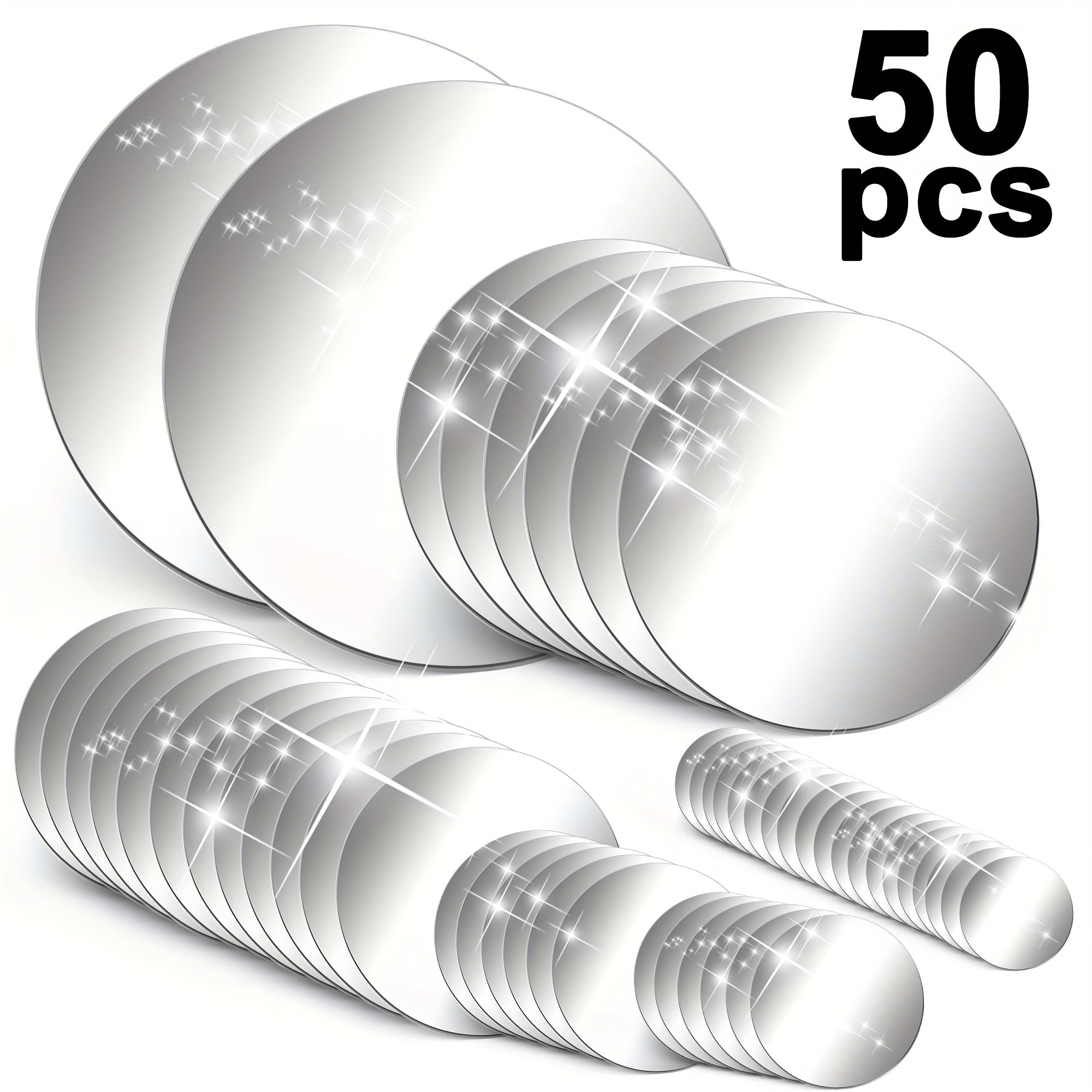 TEMU 50pcs Mirror Wall Stickers, Self-adhesive Round Acrylic Wall Decals, 3d Art Decor For Room, Not Easy To Broke