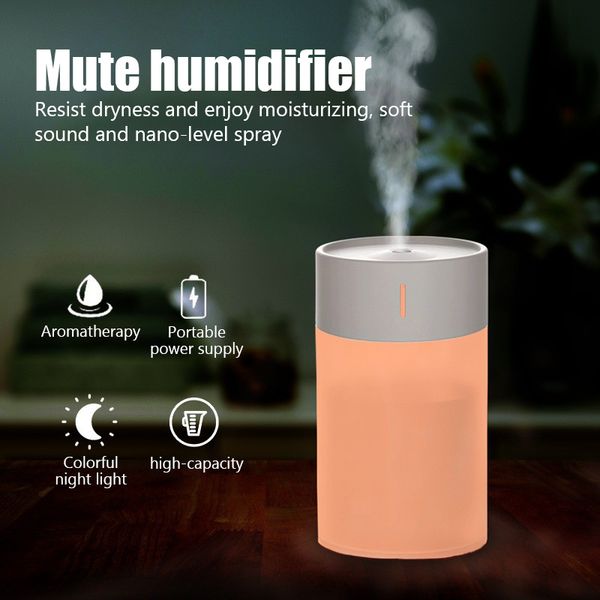 Humidifiers 260ml Portable Air Humidifiers Mini Aroma Oil Diffuser USB Cool Mist Sprayer with Colorful Soft Night Light for Home Car Purifie
