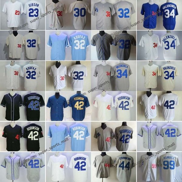 Throwback Baseball Jersey 42 Jackie Robinson 32 Sandy Koufax 1955 34 Fernando Valenzuela 23 Kirk Gibson 1968 30 Maury Wills 44 Darryl Strawb