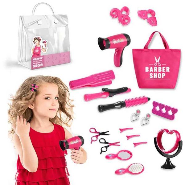 Kids Makeup Set For Girls Gifts Pretend Play Hairdressing Hair Simulation Styling Tools Blow Dryer Beauty Fashion Toys for Girls Z241128