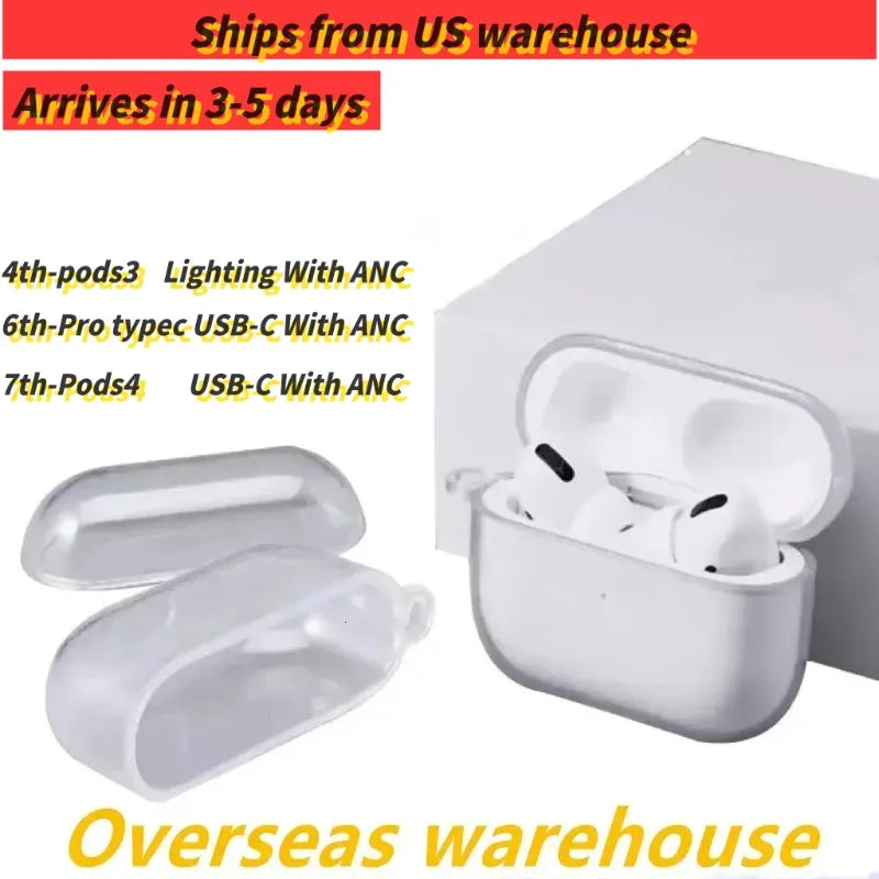 USA Stock for Pods Pro 2 3 ANC USB-C Earbuds Pods 2nd 3rd 4th Gen headphones TWS Wireless Bluetooth Earphones Max Earbuds Earphone Solid Silicone Cu