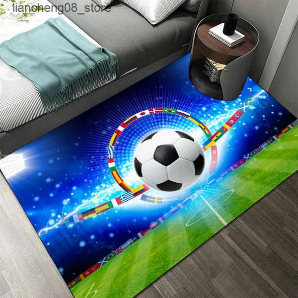 Carpets Football Carpet and Rugs Bedroom Living Room Kids 3D Soccer Field Printed Pattern Rug for Childrens Play Floor Mat Decoration L24091