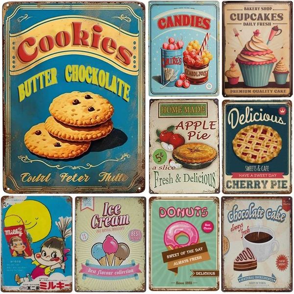 Vintage Cupcakes Cookie Metal Tin Signs Plaque Art Posters Painting for Man Cave Home Cafe Garden Club Bar Wall DecorationXJ250116