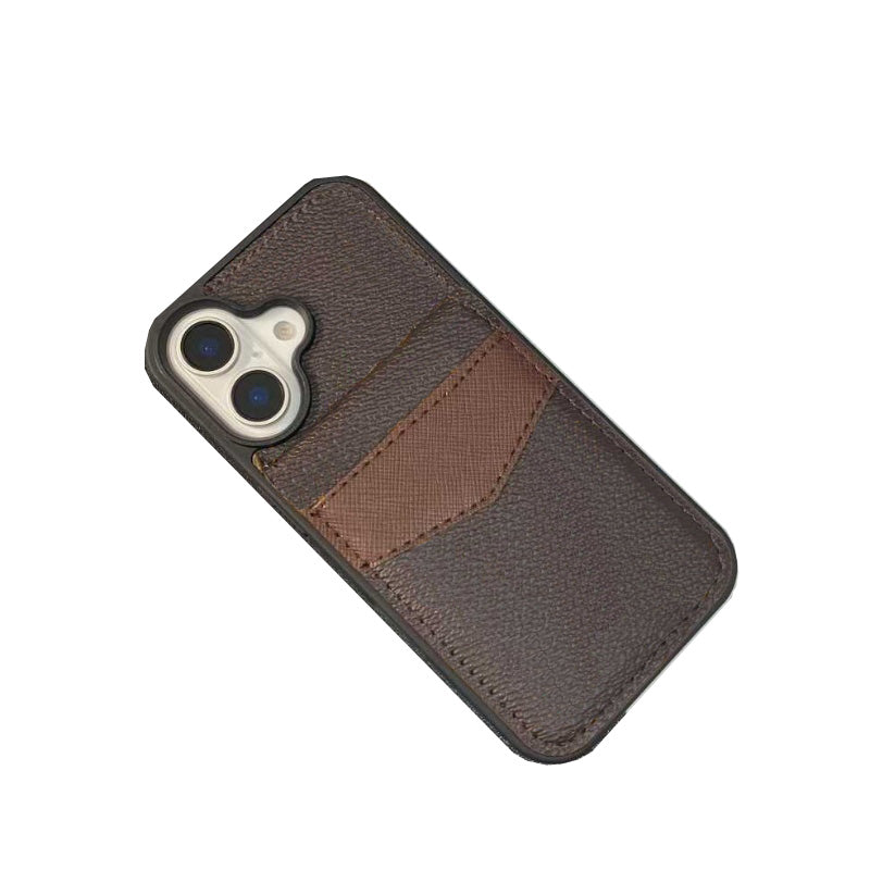 Fashion Designer Monogram Pattern Phone Cases for iphone 17 16 15 14 13 12 pro max Card Holder Pocket Cellphone Case