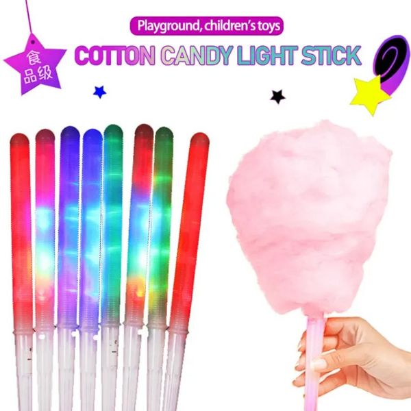 Light Non-disposable Food-grade Cotton Candy Cones Colorful Glowing Luminous Marshmallow Sticks Flashing Key Christmas Part