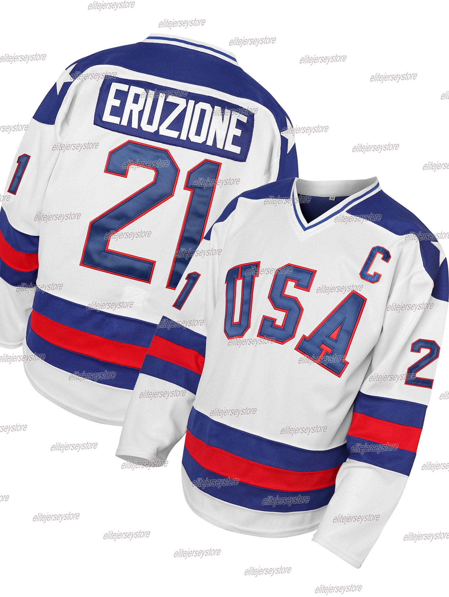 In Stock Men&#039;s 1980 USA Hockey Jersey 96 CONWAY 21 Eruzione 30 Craig 17 Ocallahan Stitched Fast Shipping Polyester Retro Classic Sportswear Hoc