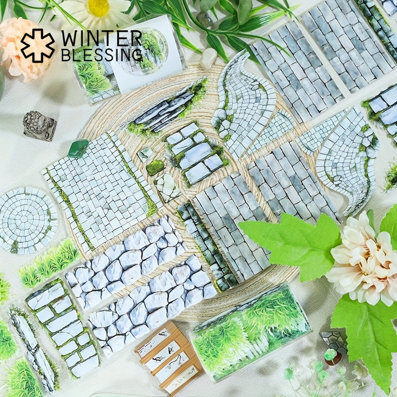 TEMU 7cm*2m Green Plant Road Pet Washi Tape Lawn Transparent Roll Stickers Decorative Adhesive Tape For Scrapbooking Journal Aesthetic Stationery