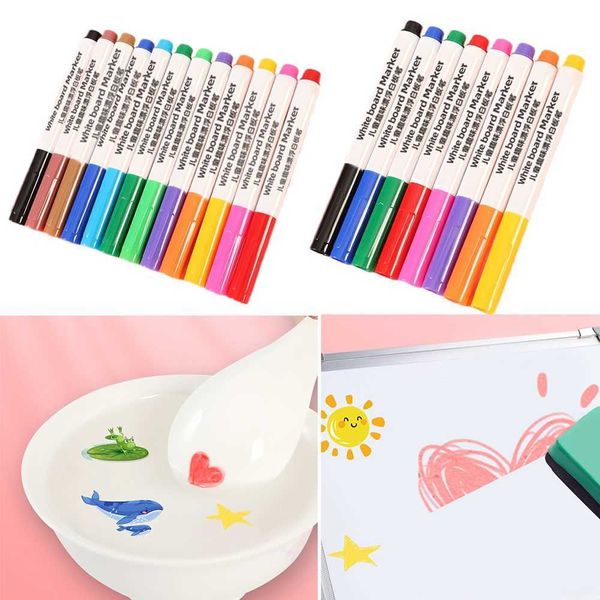 12pcscolor Brush 1-48-12 Colors Magical Painting Pen Water Floating Doodle Pens Children Montessori Drawing Markers Early Education Toys P23