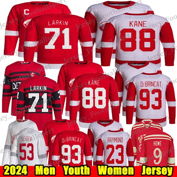 #88 Patrick Kane Reverse Retro hockey jersey #71 Dylan Larkin Alex DeBrincat Moritz Seider Gordie Howe Pavel Datsyuk Steve Yzerman Tarasenko
