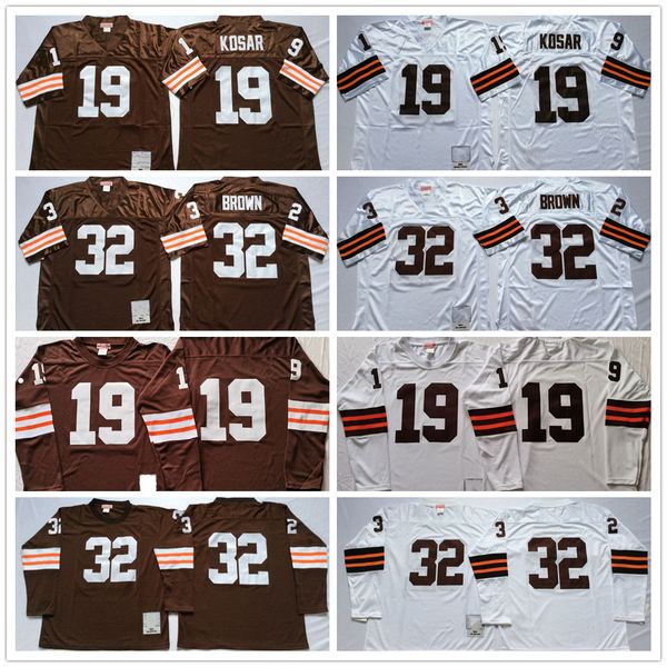 32 Jim Brown Jerseys Retro Football 19 Bernie Kosar Stitched Shirts Vintage Stitched Mesh