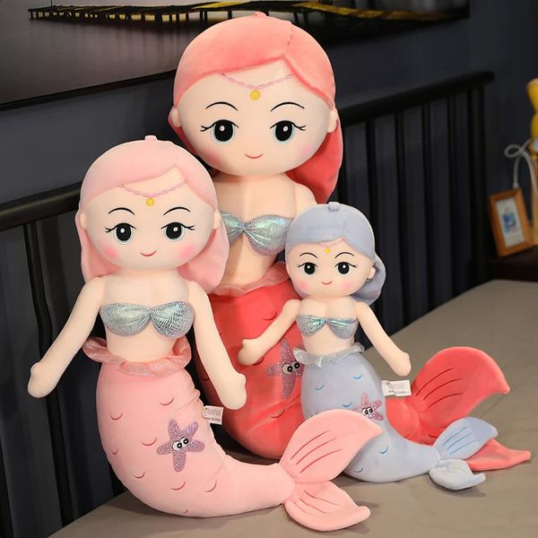 Multi sized Kawaii mermaid plush soft animal pillows stuffed toys princess dolls childrens boys and girls birthday gift decorations 240