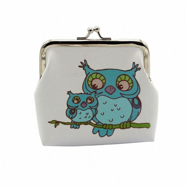 retro Wallet Owl Animal Pattern Coin Purse PU Fabric Leather Key Card Holder Hasp Small Clasp Purse Bag Clutch Pouch D8SW#