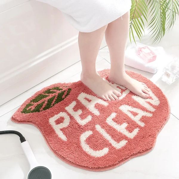 Creativity Doormat Cartoon Fruit Carpet Flocking Non-slip Bath Mat Lemon Peach Home Land Pad Bedroom Toilet Doorway Floor Mat 250103