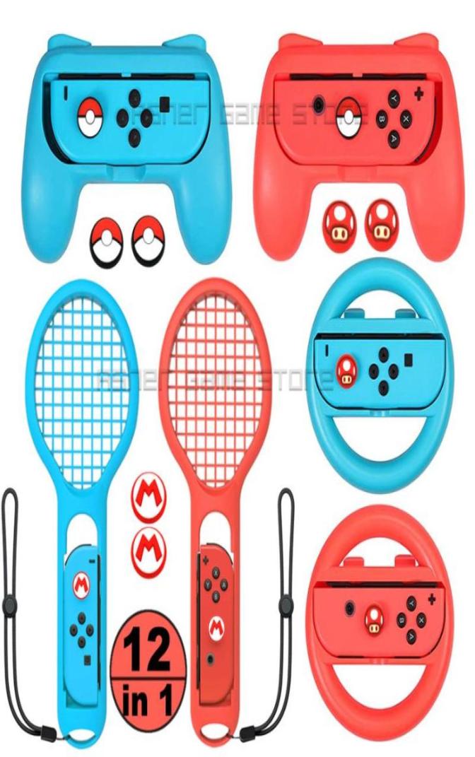 In 1 NintendoSwitch Accessories 2 Steering Wheel Tennis Racket Handle Grip 6 Cover For Nitendo Switch Joy Con Controller Game Cont6029747