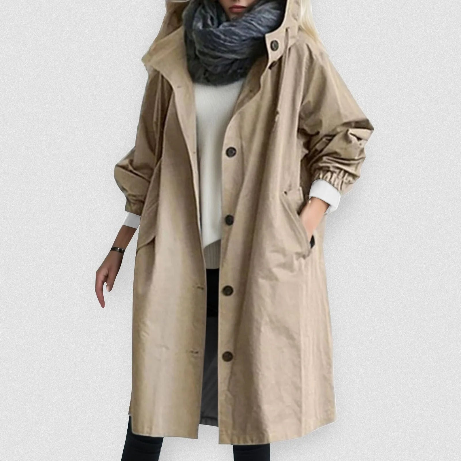 Trench Coat For Women Elegant Windbreaker Hooded Coat Fall Spring Jacket Loose Outerwear Korean Style Coats For Women 250606