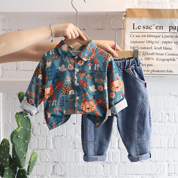2022 Spring Autumn Baby Boys Clothing Sets Children Clothes Outfit Toddler Infant Cartoon Shirt Jeans Kids Casual Sportswear