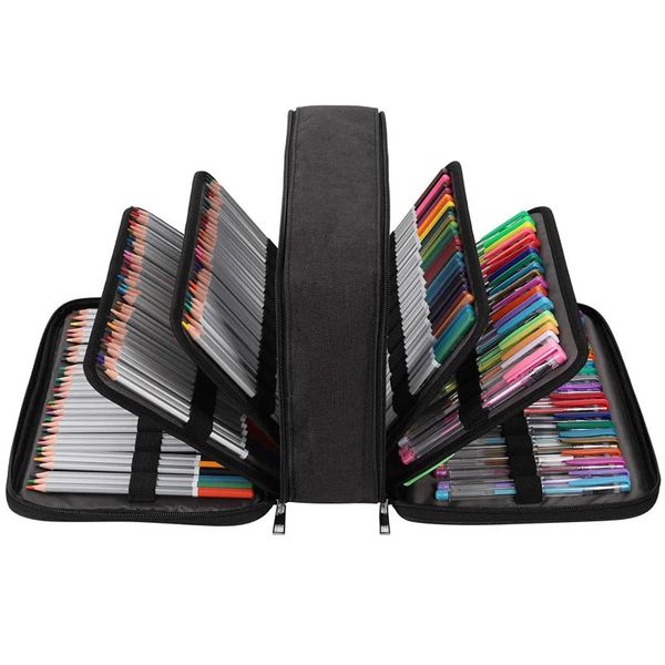 300 Pcs Pencil Case Colored Gel Pens Holder Organizer High Capacity Bag with Multilayer CompartmentsWithout 240311