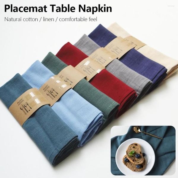2022 new fashion Table Mats 40x30cm Napkins Cotton Linen Placemat Kitchen Tea Towel Handkerchief Absorbent Dish Cleaning Towels Coasters Nap