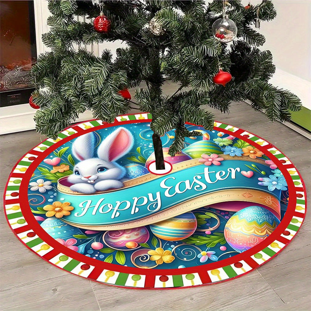 TEMU 1pc Easter Decorations Elegant Polyester Christmas Tree Skirt, Christmas, And Other Holiday Decorations - Fade Resistant And Machine Washable