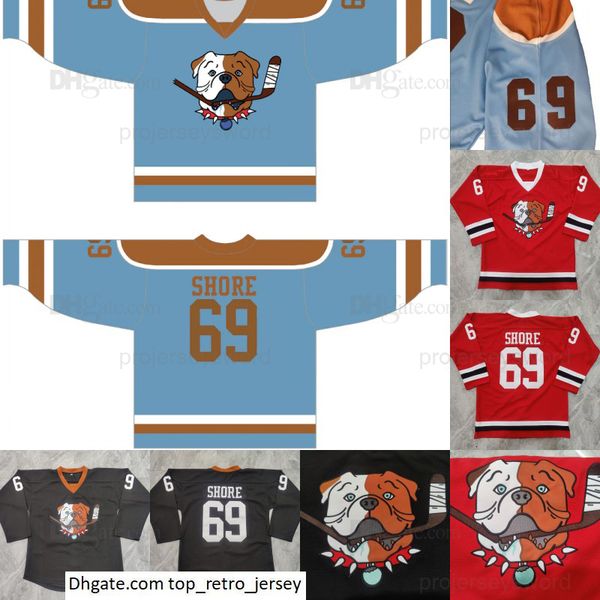 Mens 69 Shore SudBery Blueberry Ice Hockey Jerseys Black Blue Red In Stock Fast Shipping S-XXXL BO
