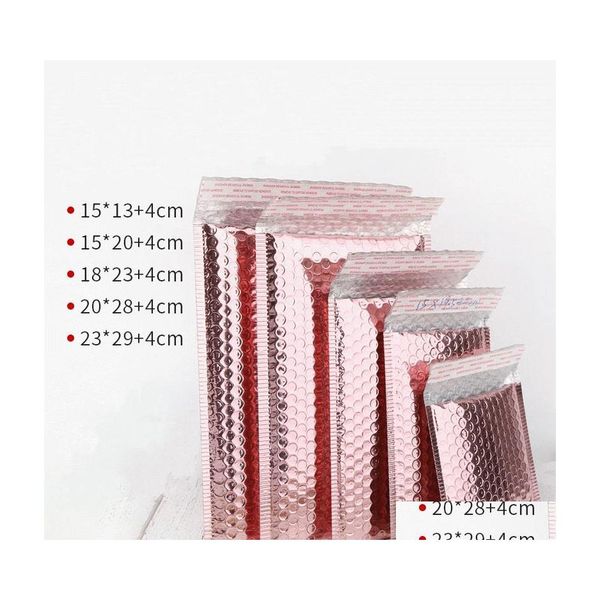 Packing Bags Rose Gold Bubble Mailers Packaging Waterproof Shockproof Envelopes With Self Seal Adhesive Mtisize Drop Delivery Office Dhd7Z