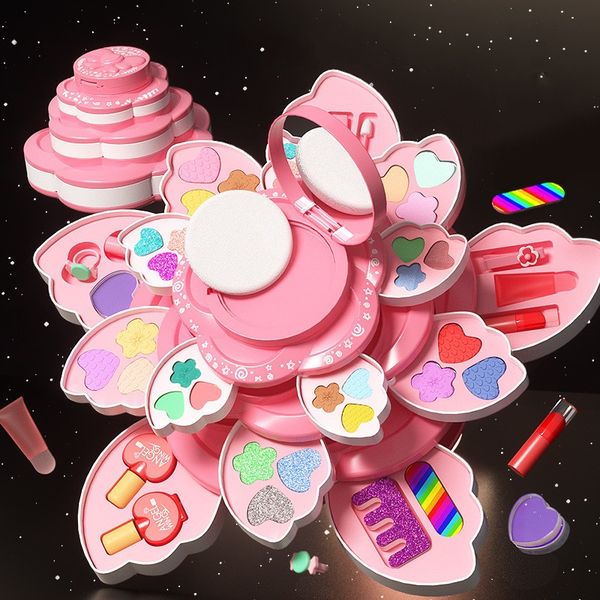 Flower Kids Foldable Makeup Tool Set Party Cosplay Cosmetic Kits For Children Pretend Play Toys For Princess Girl