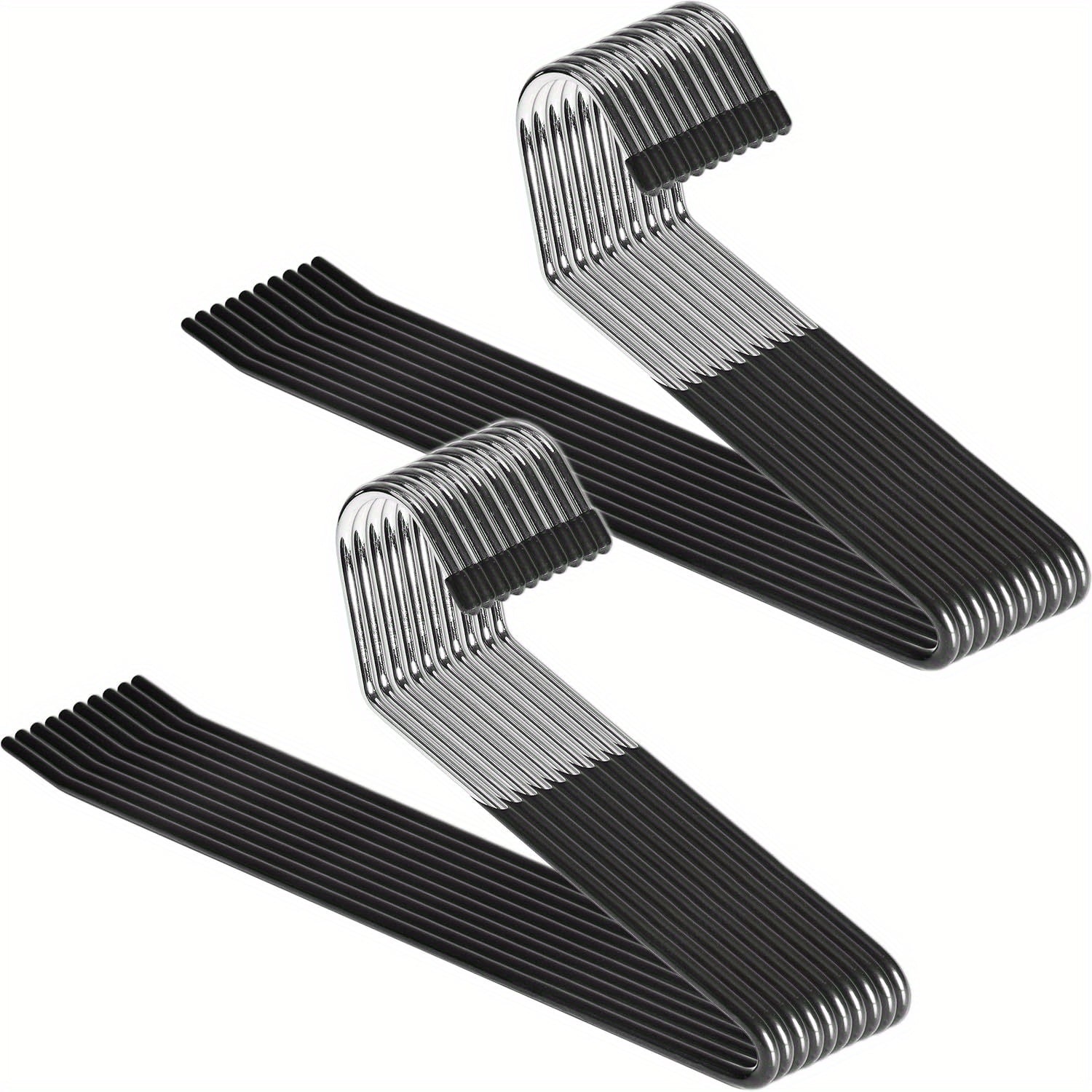 TEMU 10 Pack Heavy-duty Metal Non-slip Pants Hangers With Open-end Design - Space-saving Closet Organizers For Jeans, Trousers, Shirts & More -