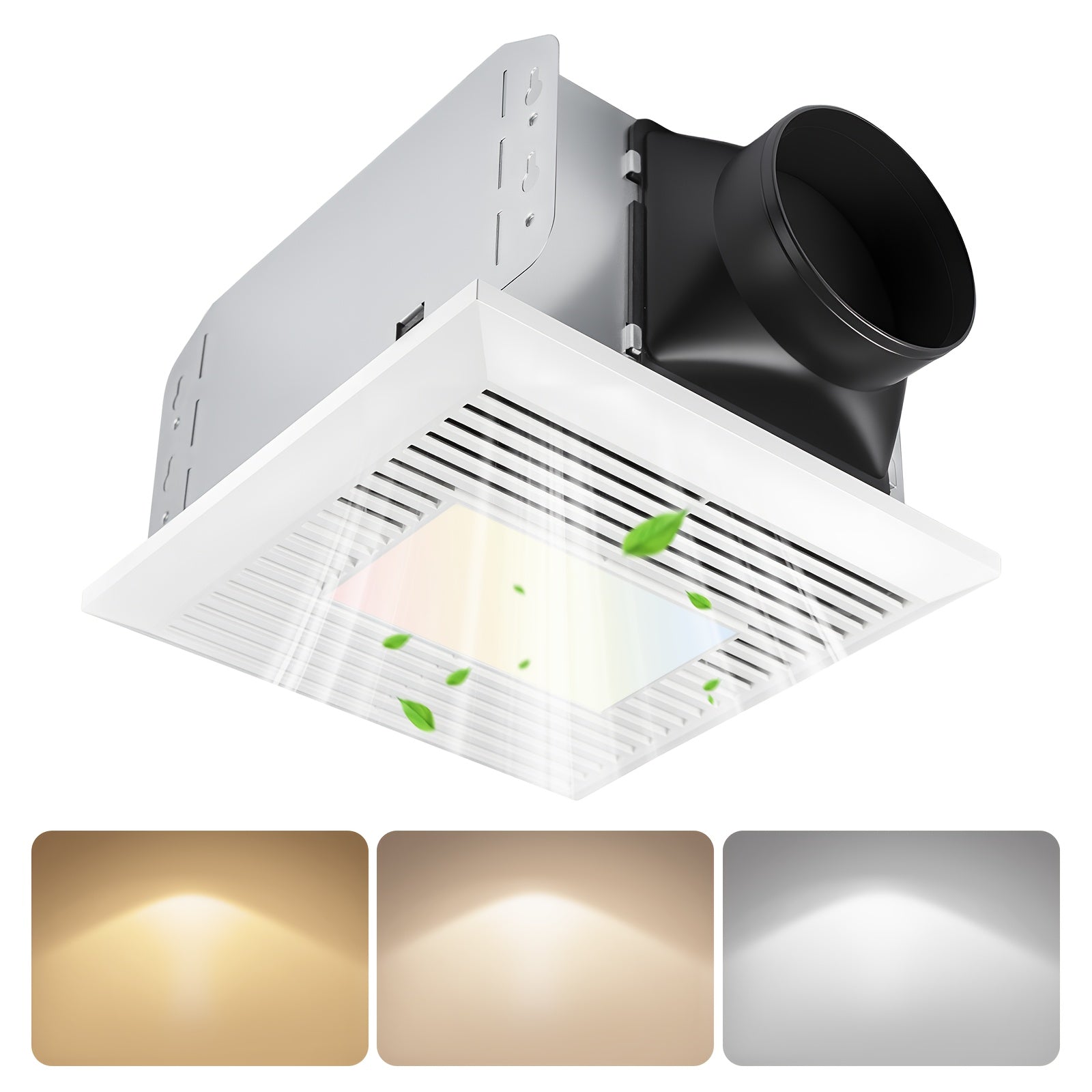 TEMU 110 Cfm 1.0 Bathroom Exhaust Fan With Light, Growneer Bathroom Fan No Attic Access Needed, Ceiling Or Wall Mount, 7.68 X 9.25 Inch, 35w Bathroom