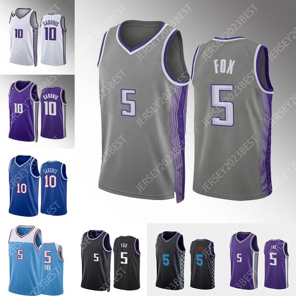 Custom DeAaron 5 Fox Basketball Jerseys 10 Sabonis Holmes XS-4XL Men Women Youth black White city shirt