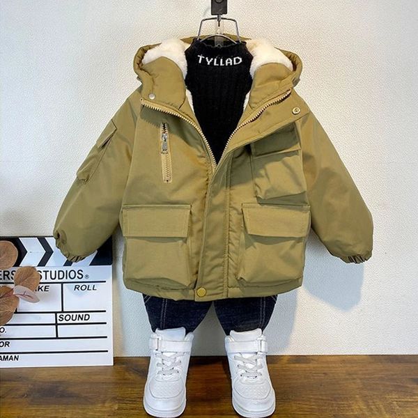 Coat Year Winter Plus Veet Outerwear Fashion Children Hooded Warm Down Jackets Kids Clothing Boys Thicken Windproof Coats bc46