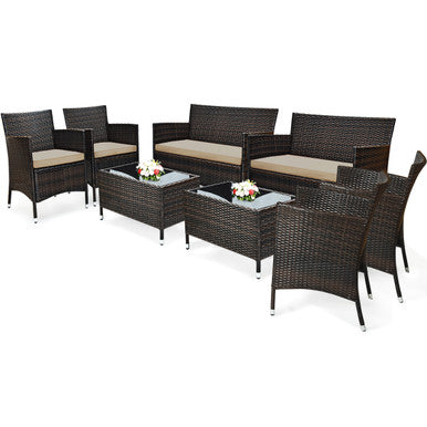 Goplus 8-Piece Rattan Patio Furniture Set