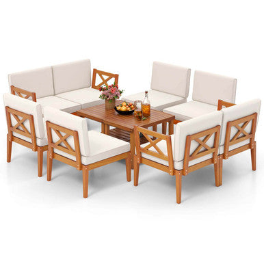 10-Piece Acacia Wood Patio Furniture Set