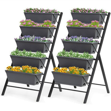 Costway Vertical 4ft 5-Tier Patio Planter Boxes (2-Pack)