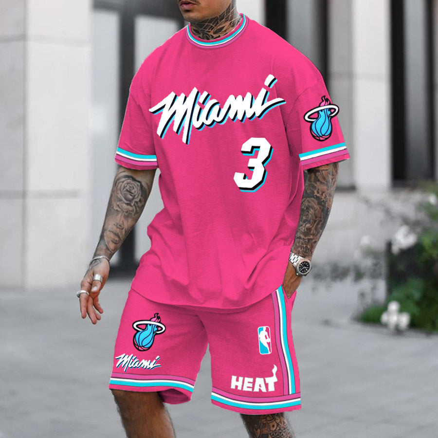 Men's Miami Pink Basketball Jersey Shorts Set