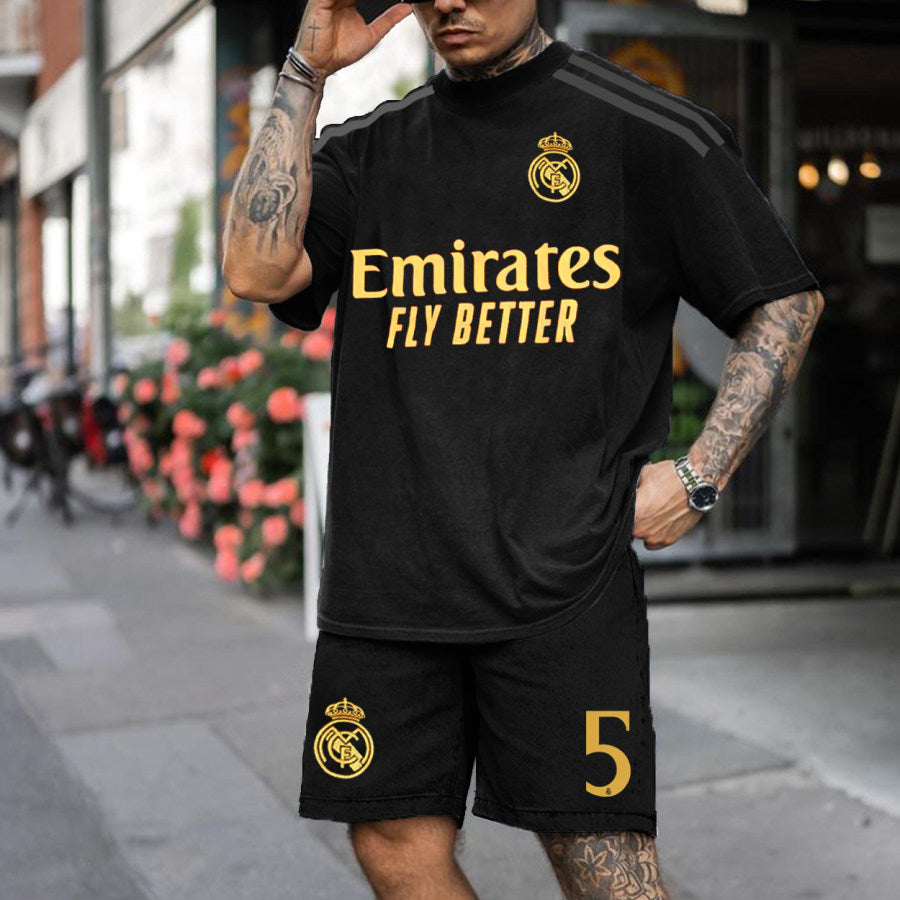 Men's RM 7 Home Court Printed Jersey Casual Sports Shorts Suit
