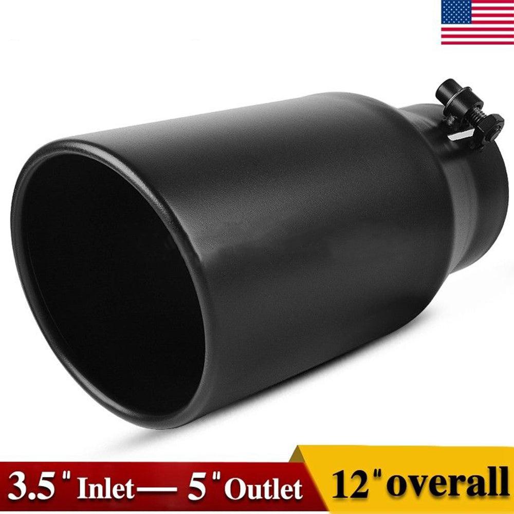 YITAMOTOR® 3.5'' Inlet 5'' Outlet 12'' Long Bolt On Diesel Exhaust Tip Black Stainless Steel